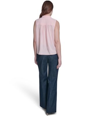 Women's Sleeveless Tie Neck Blouse