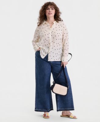 Trendy Plus Size Marjorie Dot Silky Shirt