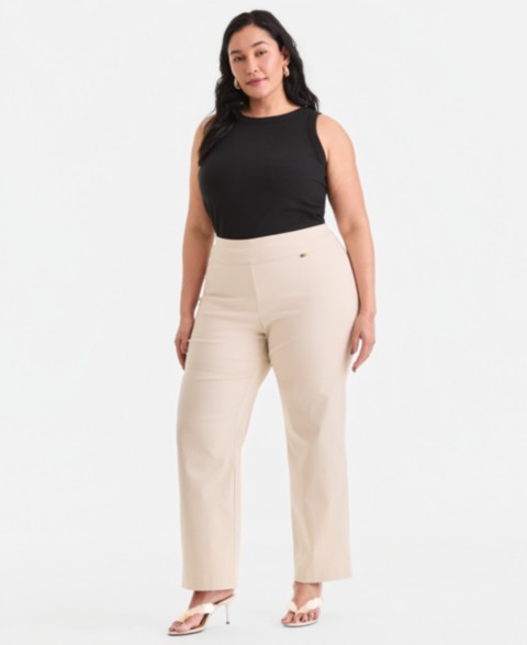 Женские I.N.C. International Concepts Plus Size Mid-Rise Pull-On Straight-Leg Pants