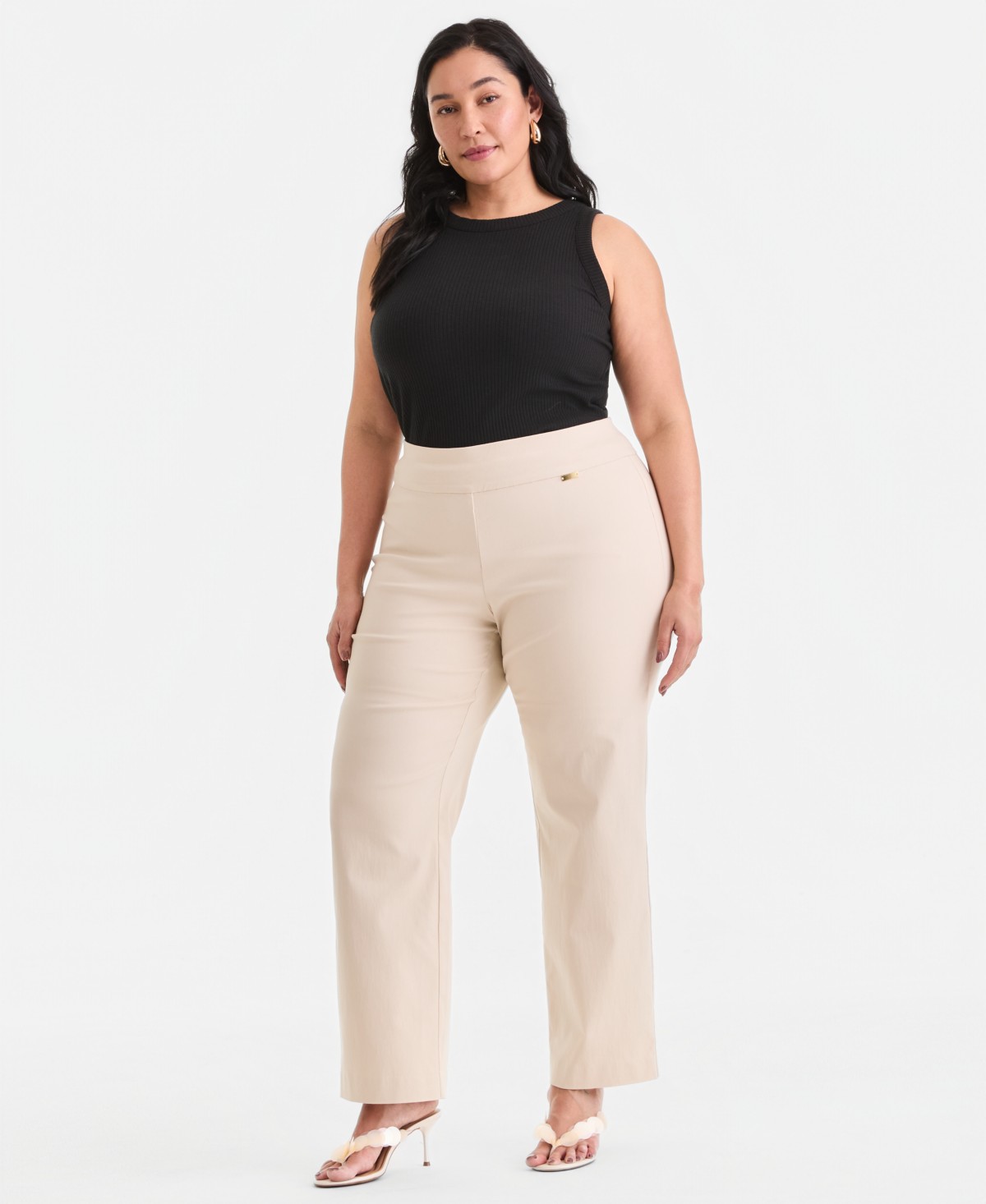 Женские I.N.C. International Concepts Plus Size Mid-Rise Pull-On Straight-Leg Pants — фото 1