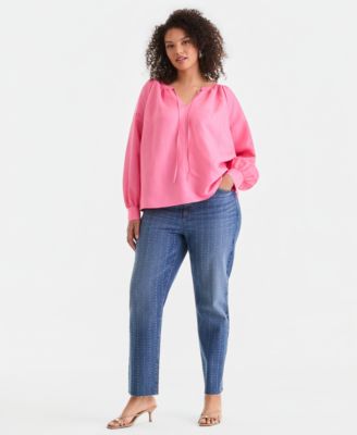 Plus Size Bubble-Sleeve Top