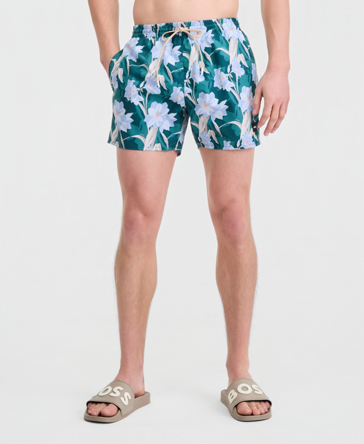 BOSS Men's 5" Tropical Print Swim Trunks