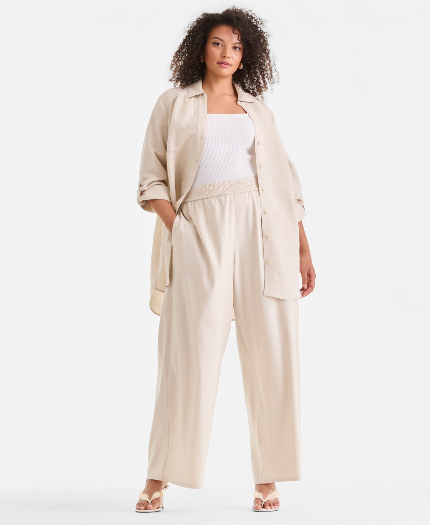 Plus Size Pull-On Wide-Leg Pants