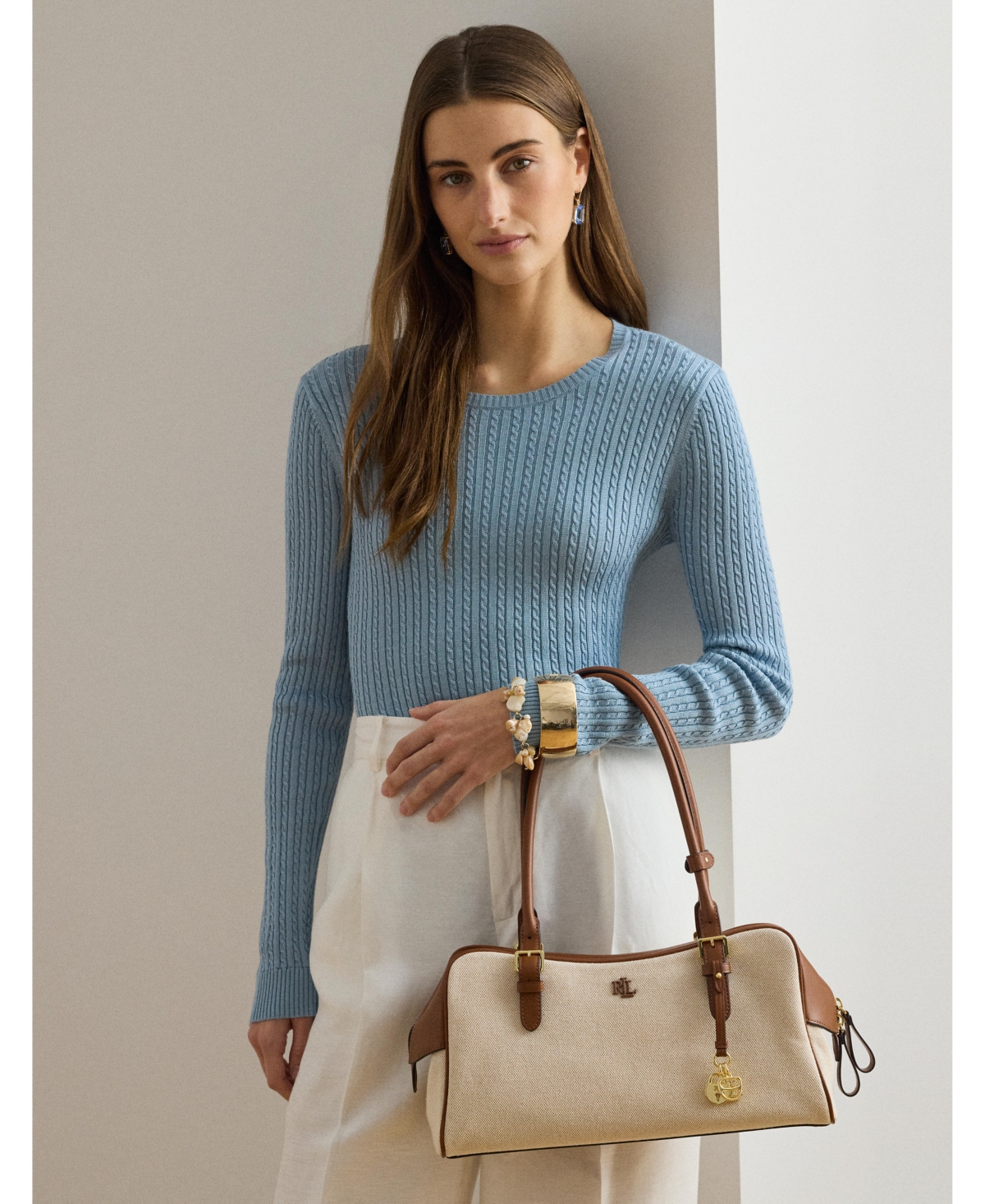 Lauren Ralph Lauren Marcy Large Zip Satchel Bag