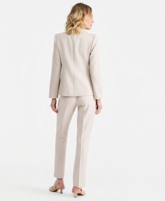 Single-Button Blazer, Tie-Front Top & Straight Pants
