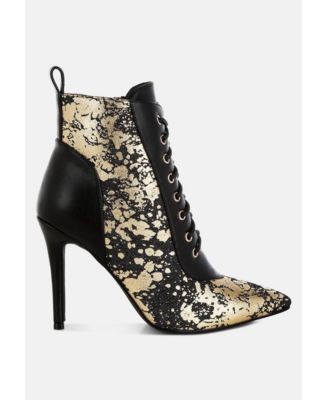 Womens Fat Cat Abstract Pattern Lace-Up Ankle Boots