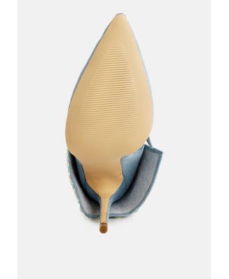 Womens Mike Drop Diamante and Rhinestones Denim Boots