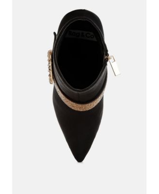 Womens Asagao Diamante & Rhinestones Strap Boots