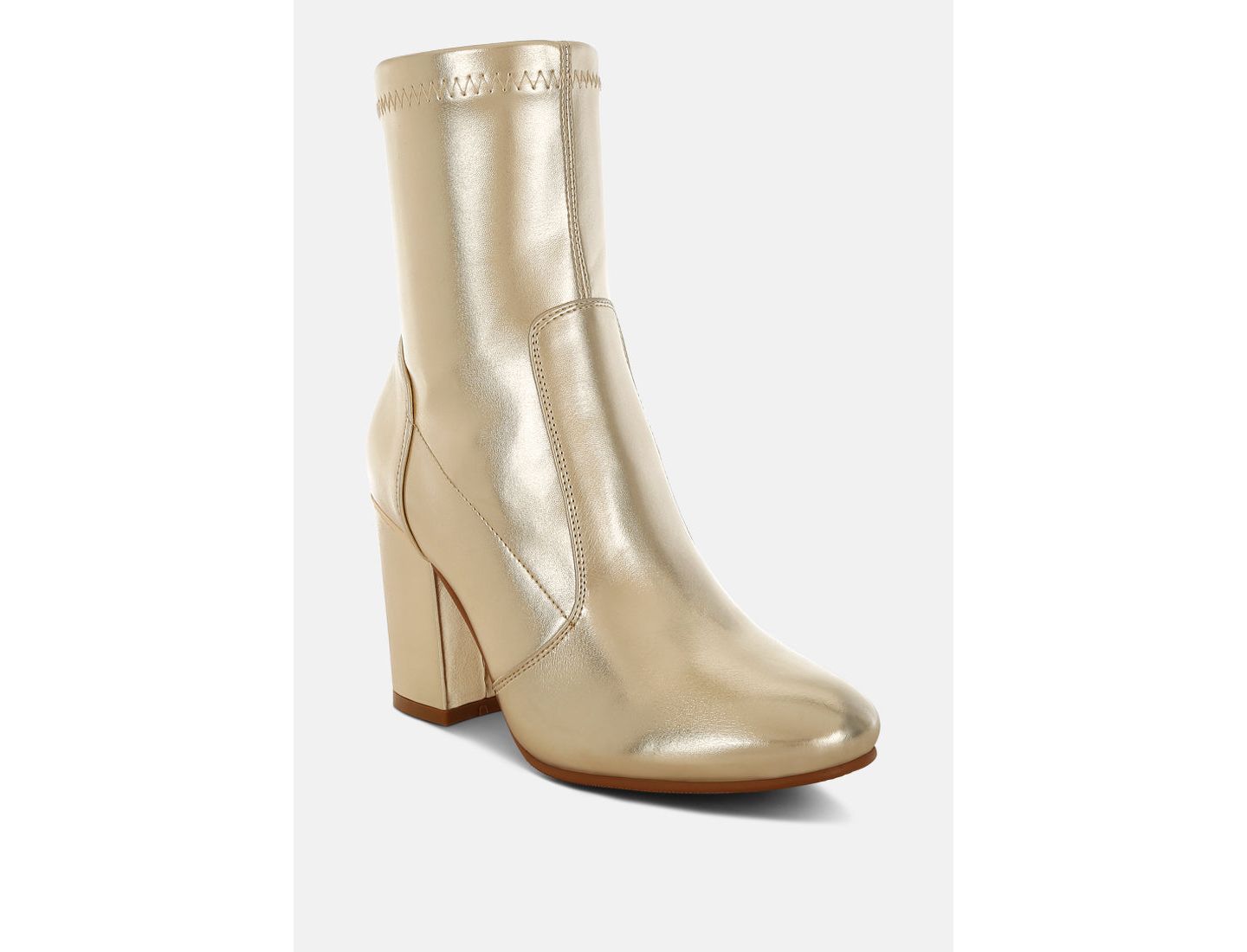 Женские ботинки Rag & Co Tirana Metallic Pleather Sock, цвет: Золотой — фото 4