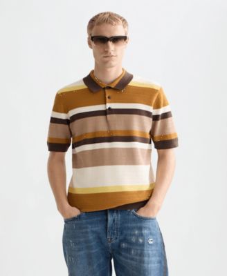 Men's Striped Knitted Polo Shirt