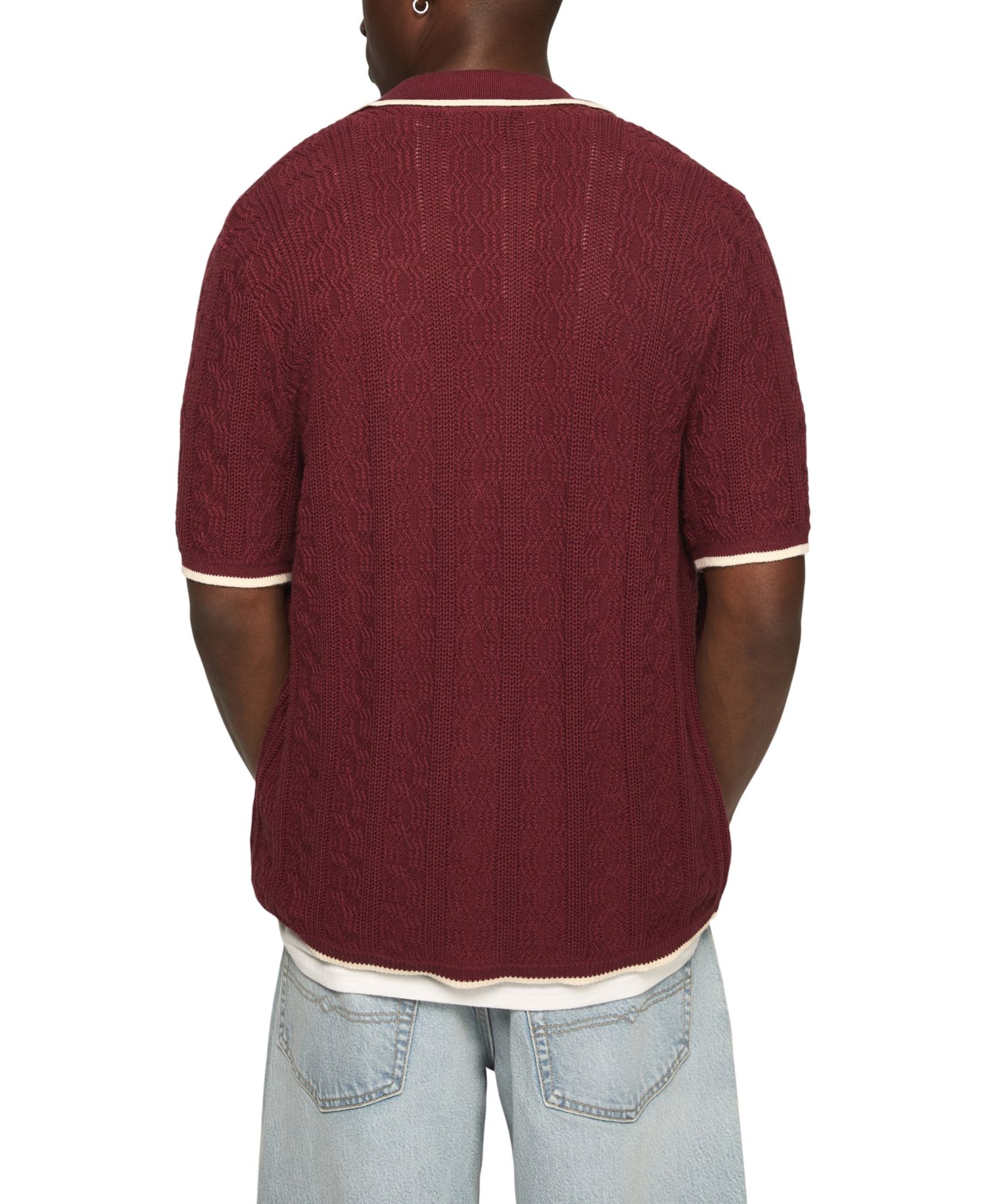 Men's Piping Detail Button-Front Short-Sleeve Shirt