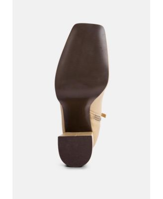 Womens Tintin Square Toe Ankle Heeled Boots