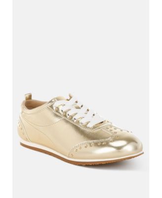 Womens Yorika Studded Metallic Pleather Sneakers