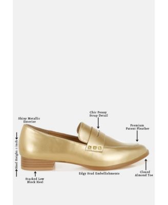 London Rag Womens Winged Patent Pleather Penny Loafers