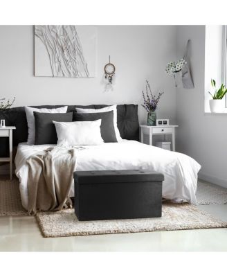 Medium Faux Suede Storage Bench - Perfect Toy and Shoe Chest, Hope Chest, Pouffe Ottoman, Seat, Foot Rest