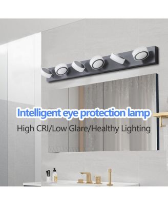 45" Modern 6-Light LED Vanity Light, Sleek Black Bathroom Wall Light Fixture for Mirror, Shower, and Bathroom Decor