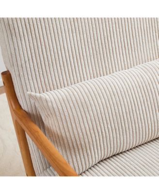 Mid-Century Modern Chair with Pillow Upholstered and Solid Wood Frame