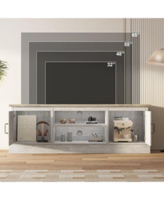 Farmhouse TV Stand for 65 Inch TVs, Entertainment Center with Storage Cabinets, Modern Media Console Table