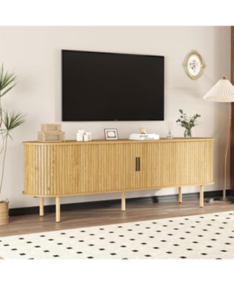 TV Stand, Modern TV Console Table with Storage Compartment and Sliding Door