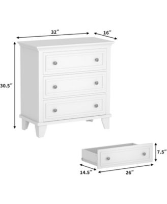 3 Drawer Dresser, Wooden Storage Chest of Drawers with Exquisite Metal Handles, Small Storage Cabinet, Modern Design Dresser