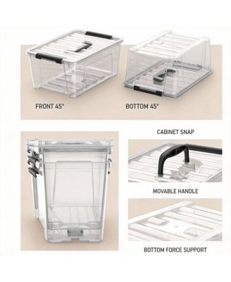 5 Quart Black Clear Storage Bins with Latches for Small Spaces