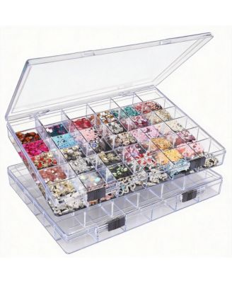 2 Pack Clear 36-Grid Organizer for Small Jewelry, Beads, & Supplies