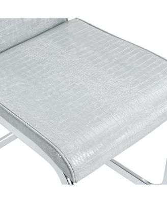 Set of 4 Retro Alligator Upholstered Dining Chairs with Crystal Buckle & Faux Leather