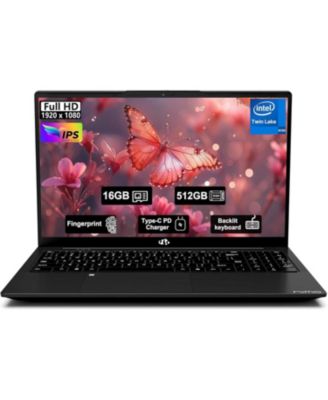 15.6" FHD IPS Student Laptop 16GB RAM 512GB SSD, 4 Cores 13th Gen Intel N150 3.6GHz Fingerprint Wi-Fi 6