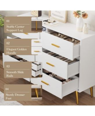 Console Table with 6-Drawer,Tall Dresser for Bedroom, Storage Dresser Organizer Units for Closet Living Room Hallway