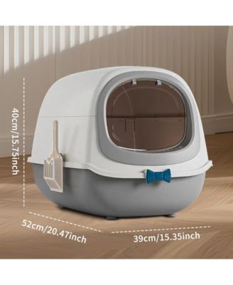 Penguin-Shaped Enclosed Cat Litter Box