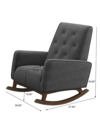 Elegant Demetrius Dark Grey Fabric Solid Wood Rocking Chair 300LBS Capacity for Living Room Nursery Bedroom Reading