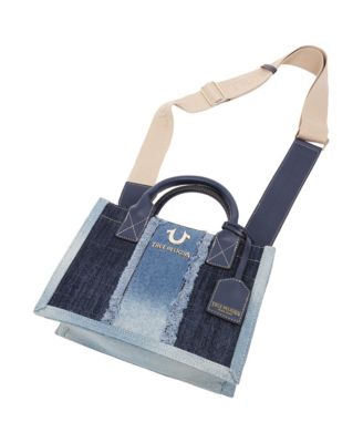 Frayed Denim Modern Tote with Removable Strap
