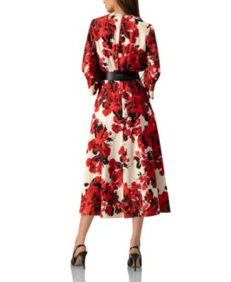 Women's Floral Maxi Wrap Dress with Belt