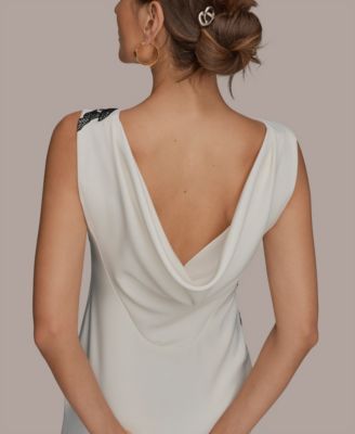 Women's Sleeveless Embroidered Floral Sheath Dress