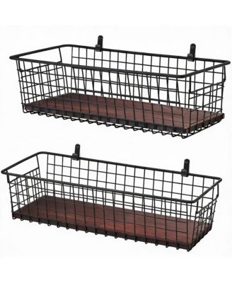 2 Pack Metal Wire Wall Baskets with Handles for Home Decor