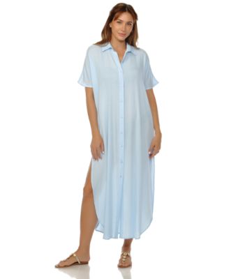 Women's Button-Down Maxi Dress Cover-Up 