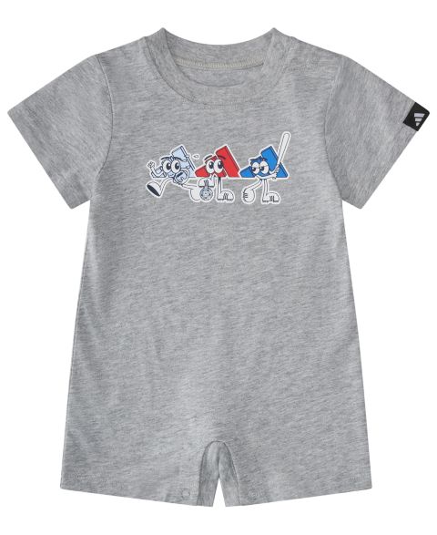 Комбинезон adidas Short-Sleeve Graphic Shortie Heather Romper для мальчиков-малышей, цвет: Средний серый меланжевый