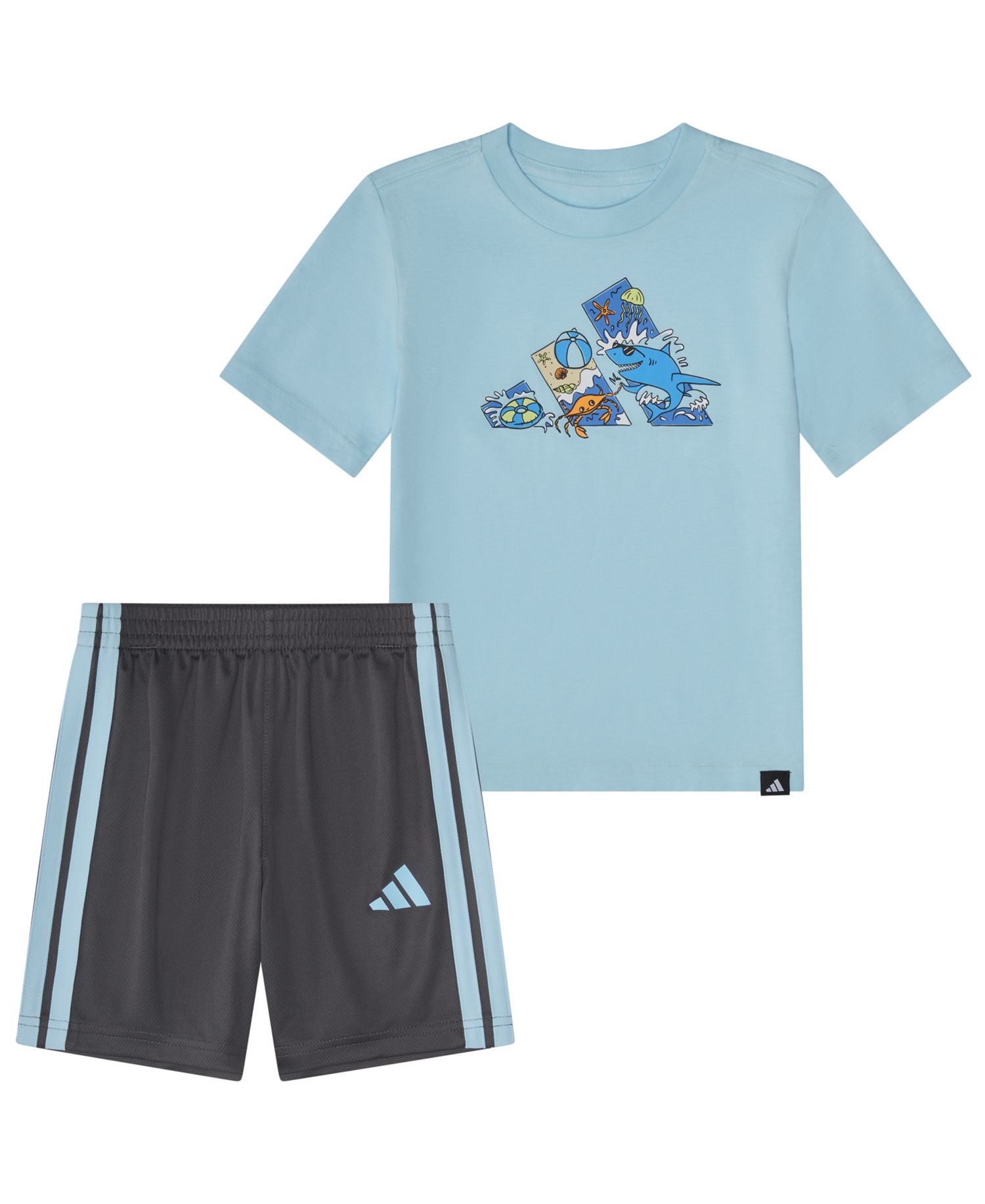 Baby Boys' Graphic T-Shirt and 3-Stripes Shorts, 2-Piece Set