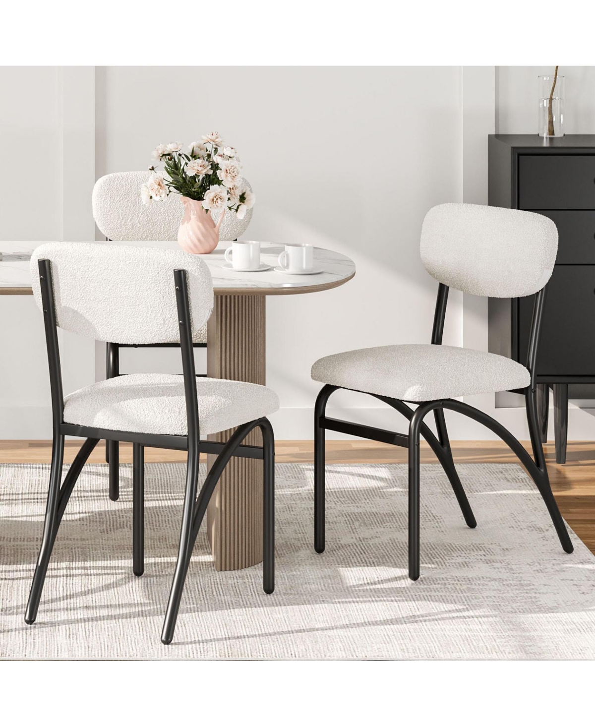 gaomon Set of 4 Modern Boucle Upholstered Dining Chairs