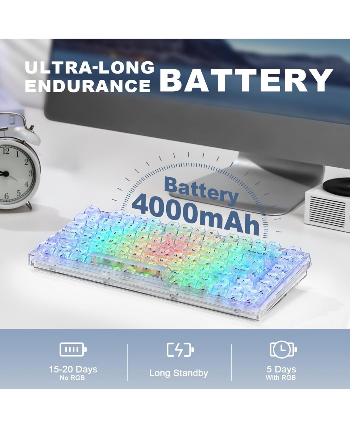 Lofree X75 Pro 82 Key Wireless Hot Swappable Mechanical Gaming Keyboard with Transparent Keycaps,Gasket Mount,BT5.0/2.4G/Usb-c Kailh Jellyfish Switch