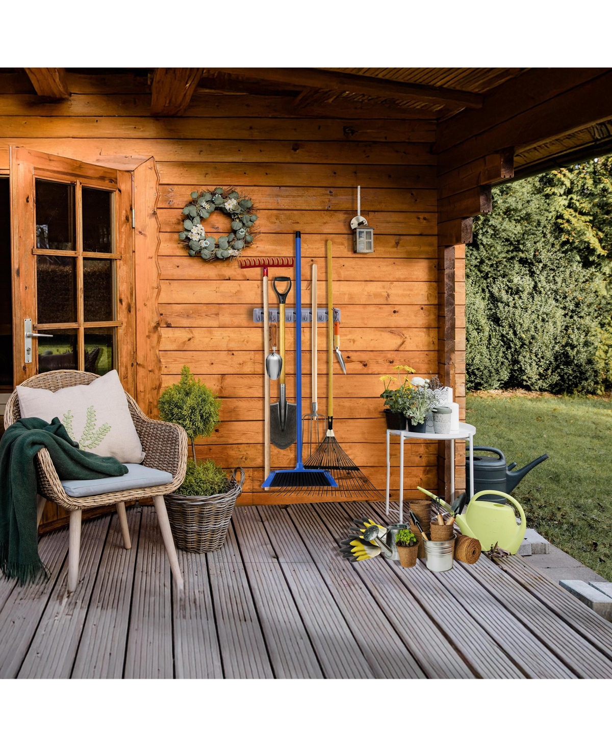 Sorbus 16 Inch Wall-Mounted Garage & Garden Tool Organizer - Holds Up to 11 Items - Ideal for Garage, Shed, Garden