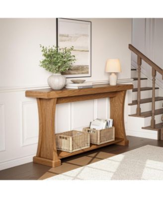 63” Console Table for Entryway, 2-Tier Entryway Table Behind Sofa Couch with Storage Shelves, Narrow Wooden Entry Tables