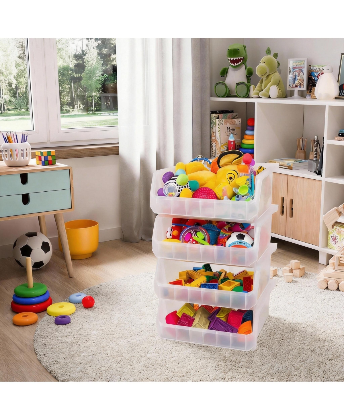 Yigii Extra Large Stackable Storage Bins for Home Organization 4-Pack