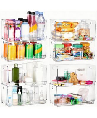 2 Pack Stackable Clear Storage Bins for Kitchen &amp Home