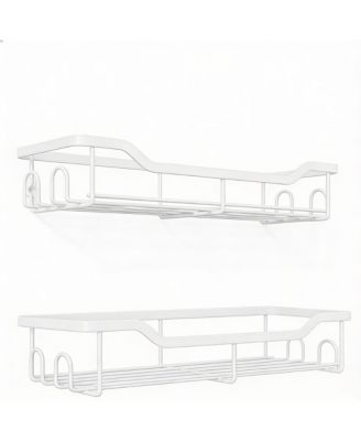 Stainless Steel Adhesive Shower Caddy, 2-Pack, Rustproof, 8 Hooks, No Drill