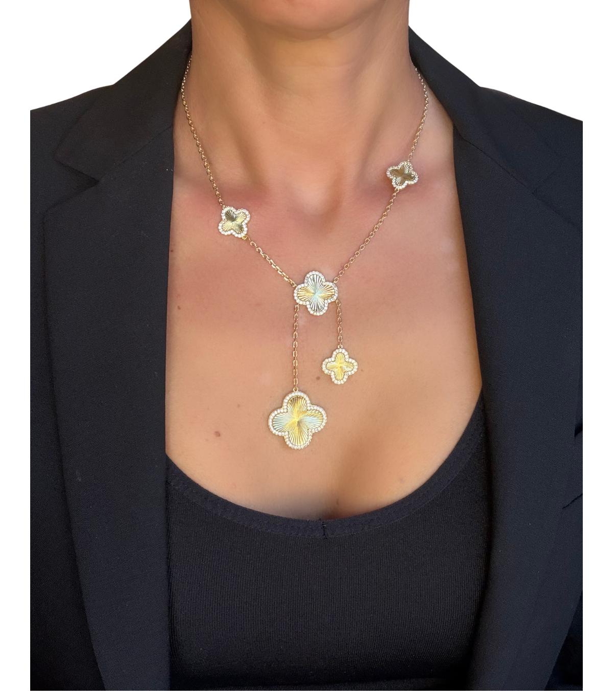 Rivka Friedman Cz Flower Station Y Necklace