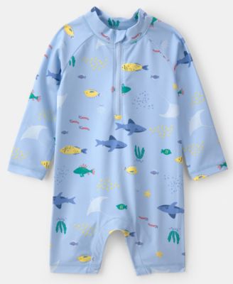Baby Boys' One-Piece Fish Rashguard Swimsuit