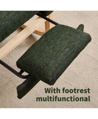 Modern Accent Upholstered Nursery Glider Rocking Chair with Solid Wood Legs Side Pocket High Backrest 300LBS Capacity for Living Room