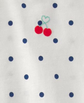 Baby Girls' Cherry Polka Dots Short-Sleeve Bodysuit & Shorts, 2-Piece Set