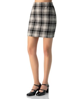 Women's Checkered Skirt With Faux Front Pockets